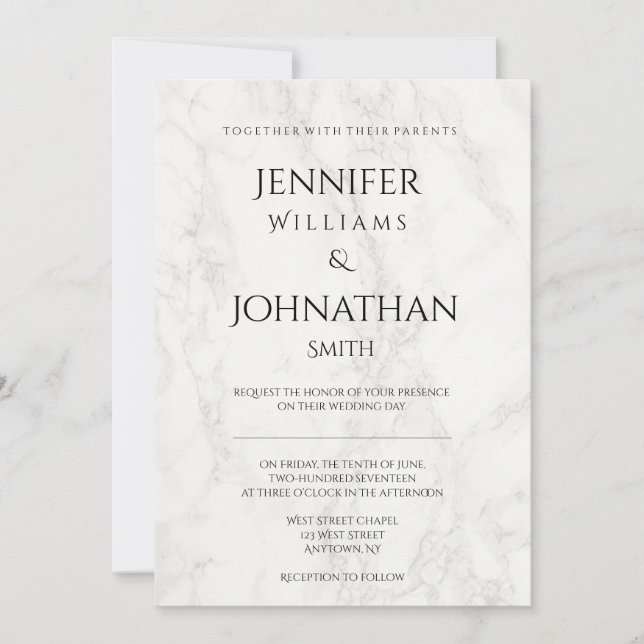 Marble modern wedding invitations (Front)