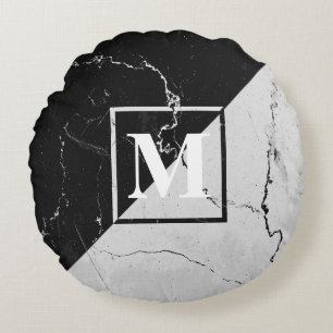 Marble Monogram Round Cushion