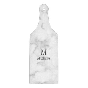 Marble Monogram White Custom Paddle Cutting Board