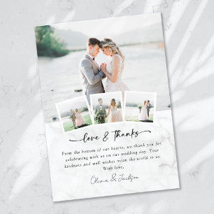 Marble Multi Picture Love & Thanks Wedding Thank You Card