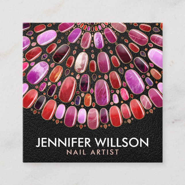 Marble Nail Art Mandala - Appointment  Square Business Card (Front)