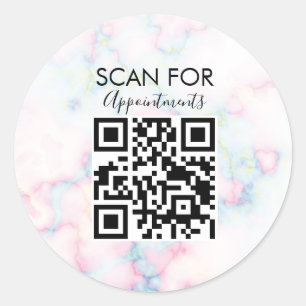 Marble Nail Salon Appointments QR Code   Classic Round Sticker