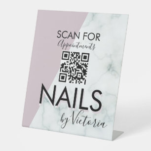 Marble Nail Salon Appointments QR Code Pedestal Sign