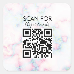 Marble Nail Salon Appointments QR Code  Square Sticker