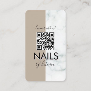 Marble Nail Salon Beauty Colorblock QR Code Business Card
