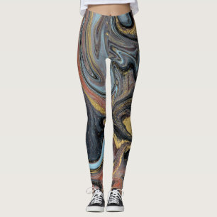 Marble Nature Artwork Golden Glitter Leggings