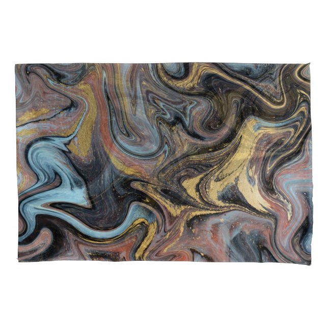 Marble Nature Artwork Golden Glitter Pillowcase (Front)