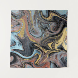 Marble Nature Artwork Golden Glitter Tapestry