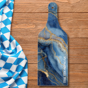 Marble Navy Blue Gold Glitter Elegant Personalised Cutting Board