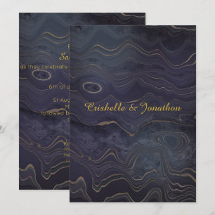 Marble Navy Gold Unique Wedding Invitations