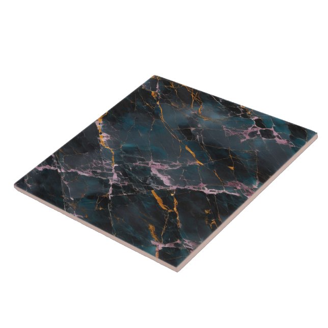 Marble Ocean Blue Pink Gold Popular Collection Tile (Side)