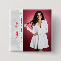 Marble Pageant Sash Button Pin - Red Sash