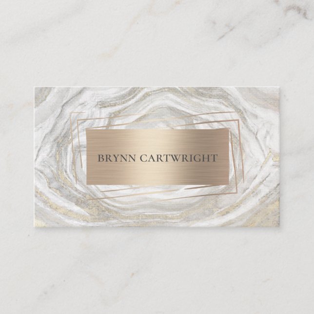 Marble Paint White and Gold Modern Elegant Business Card (Front)