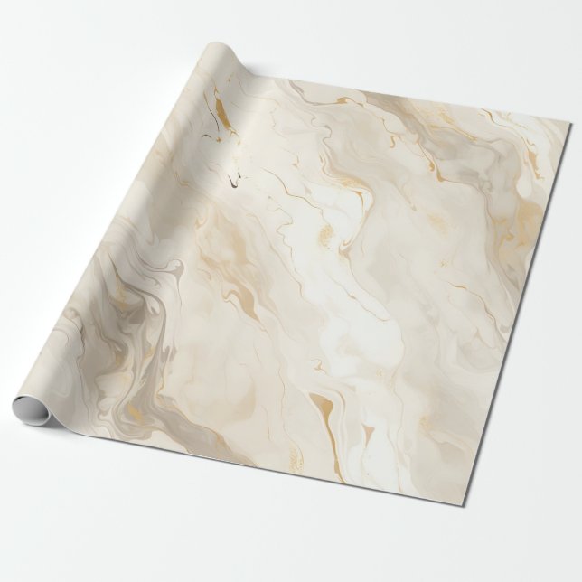 Marble Pastel Cream Gold Wrapping Paper (Unrolled)