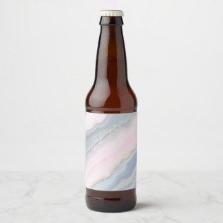 Marble Pastel Stone Texture Glitter Watercolor Beer Bottle Label