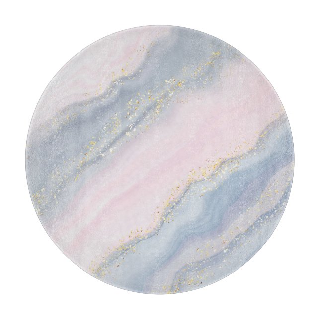 Marble Pastel Stone Texture Glitter Watercolor Cutting Board (Front)
