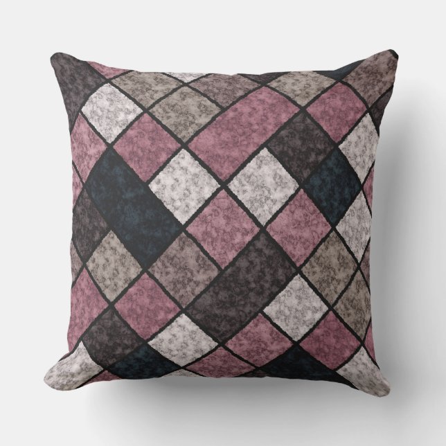 marble patchwork  brown pink  cushion (Front)