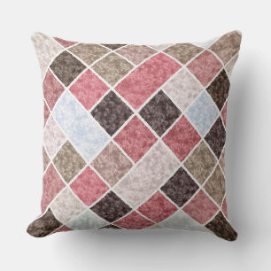 marble patchwork in brown and pink tones cushion