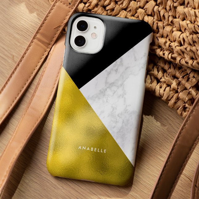 Marble Pattern and Faux Gold Foil iPhone Case (Creator Uploaded)