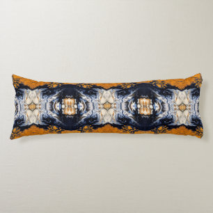 Marble pattern in golden and dark blue   body cushion
