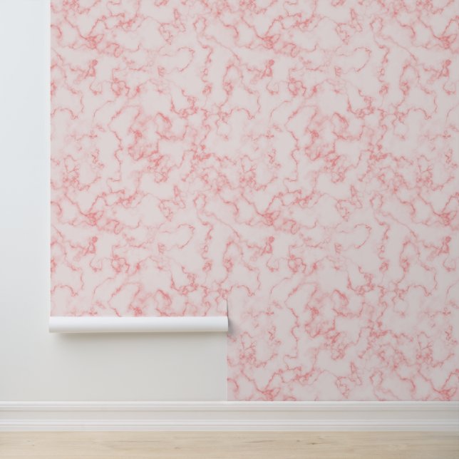 Marble Pattern Simple Minimalist Modern Pink White Wallpaper (Application)