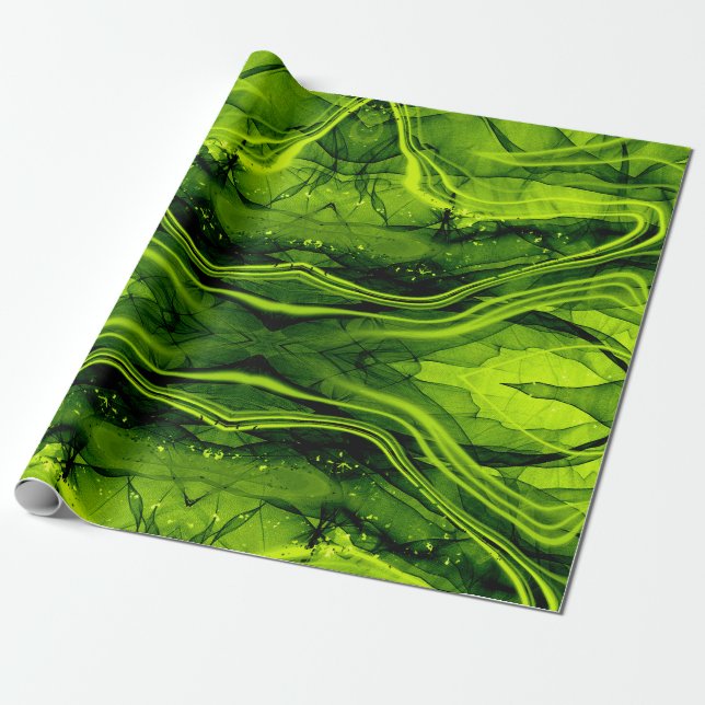 MARBLE PATTERN WRAPPING PAPER- LIME GREEN PAPER (Unrolled)
