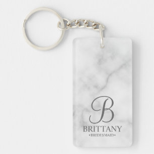 Marble Personalised Bridesmaid's Name and Monogram Key Ring