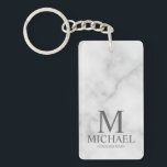 Marble Personalised Groomsman Name and Monogram Key Ring<br><div class="desc">Black and White Personalised Groomsman Gifts featuring personalised monogram, groomsman's name and title in grey classic serif font style on white marble background. Also perfect for Best Man, Father of the Bride and more. Please note: The marble details are simulated in the artwork. No actual marble will be used in...</div>