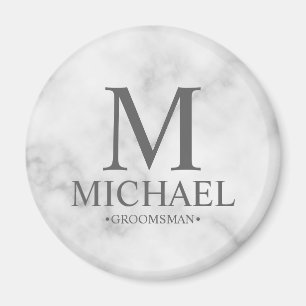 Marble Personalised Groomsman Name and Monogram Magnet