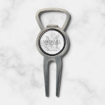 Marble Personalised Groomsmen's name and monogram Divot Tool<br><div class="desc">Add a personal touch to your wedding with personalised groomsmen divot tool. This divot tool features personalised groomsman's name with title and wedding date in grey and monogram in light grey as background, in classic serif font style, on white marble background. Also perfect for best man, father of the bride,...</div>