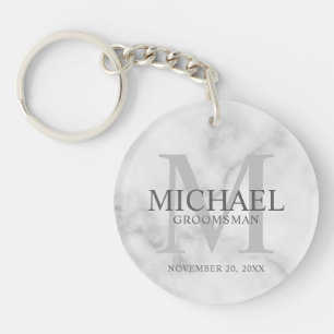Marble Personalised Groomsmen's name and monogram Key Ring