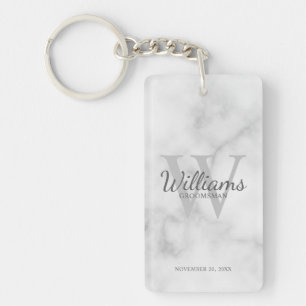Marble Personalised Groomsmen's name and Monogram Key Ring