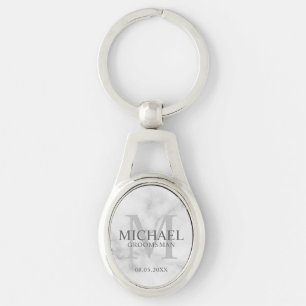 Marble Personalised Groomsmen's name and monogram Key Ring