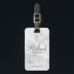 Marble Personalised Name and Monogram Groomsman Luggage Tag<br><div class="desc">Personalised Groomsman Gifts featuring personalised groomsman's name in grey modern script font style with title and wedding date in modern sans serif font style on white marble background. Also perfect for best man, father of the bride, bridesmaid, maid of honour, mother of the bride and more. Please note: The marble...</div>