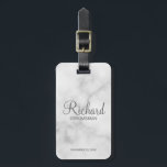 Marble Personalised Name and Monogram Groomsman Luggage Tag<br><div class="desc">Personalised Groomsman Gifts featuring personalised groomsman's name in grey modern script font style with title and wedding date in modern sans serif font style on white marble background. Also perfect for best man, father of the bride, bridesmaid, maid of honour, mother of the bride and more. Please note: The marble...</div>