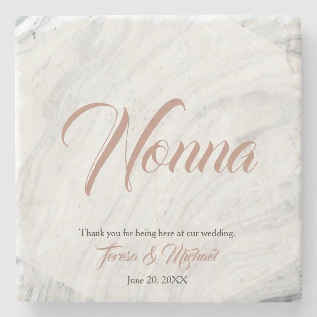 Marble, Personalised place card Stone Coaster (Front)