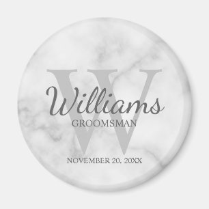 Marble Personalised Script Groomsmen Magnet