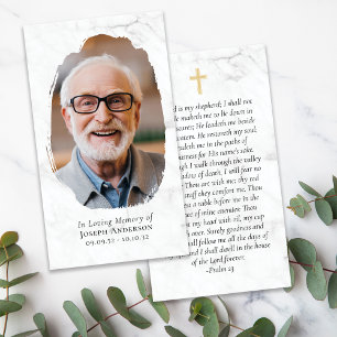 Marble Photo Cross Memorial Prayer Card