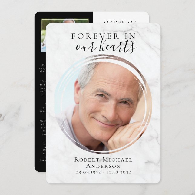 Marble Photo Funeral Program Programme (Front/Back)