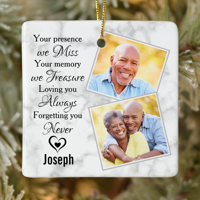 Marble Photo Sympathy Memorials Keepsake Ceramic Ornament (Creator Uploaded)