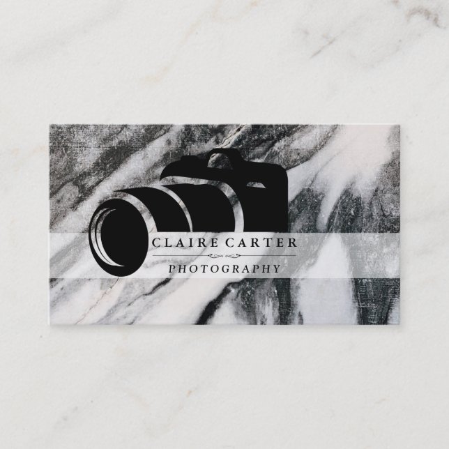 Marble | Photographer | Camera Logo Business Card (Front)
