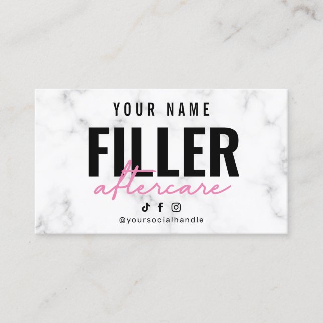 Marble Pink Filler Instruction Aftercare Card (Front)