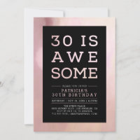Marble Pink Modern Typography 30th Birthday Party