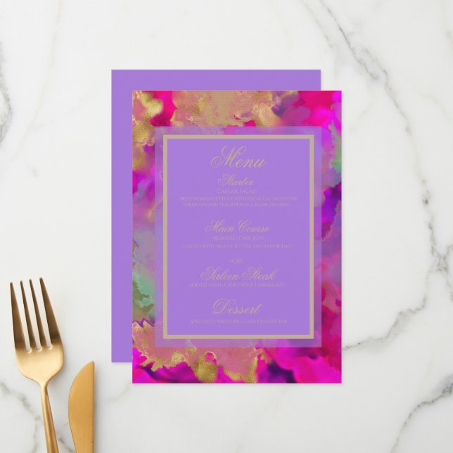 Marble pink, purple and gold Flat Menu (Front/Back In Situ)