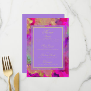 Marble pink, purple and gold Flat Menu