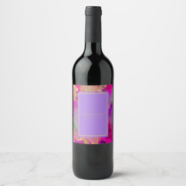Marble pink, purple and gold  wine label (Front)