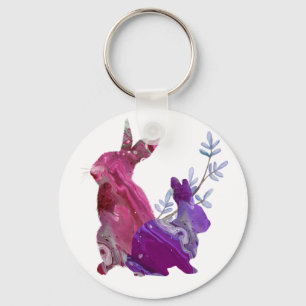 Marble Pink Purple Easter Spring Bunny Rabbit Key Ring