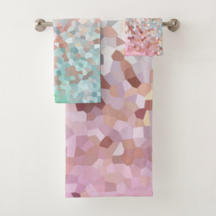 MARBLE PIXELATED AQUA PINK CUSTOM TOWEL SET