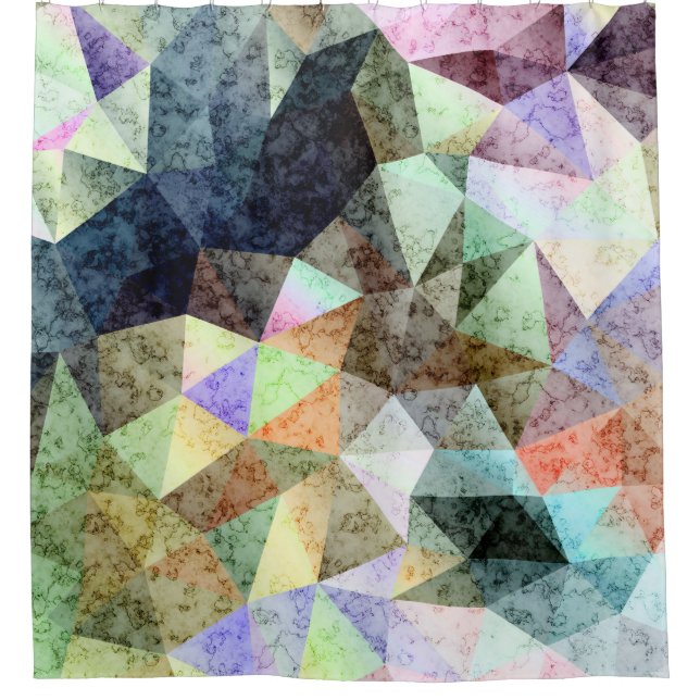 Marble polygonal pattern shower curtain (Front)