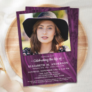 Marble Purple Memorial Funeral Celebration Of Life Invitation